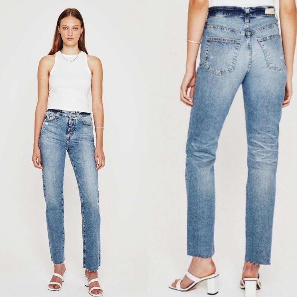AG Adriano Goldschmied Alexxis Straight Jeans Distressed Bohemian Charm Size 29